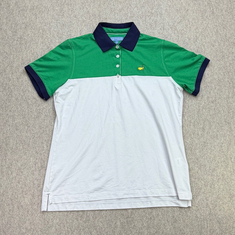 Magnolia Lane Masters Golf Polo Womens L Green White Preppy Golfcore Athleisure
